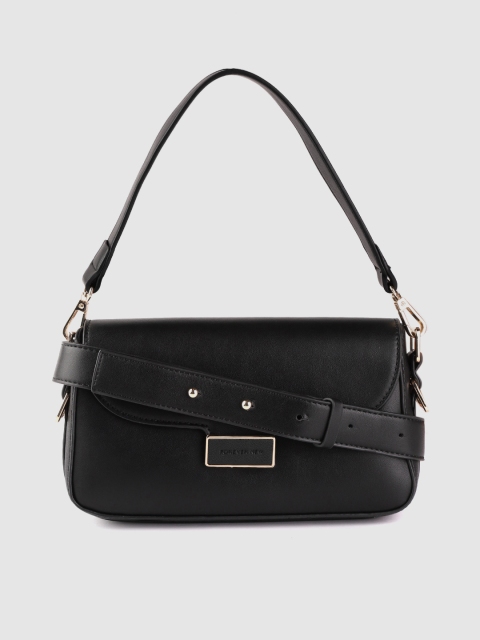 

Forever New Women Black Solid Small Baguette Shoulder Bag