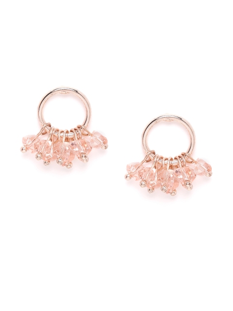 

Forever New Pink & Rose Gold-Plated Artificial Beaded Circular Drop Earrings