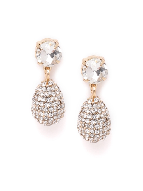 

Forever New Gold-Plated Stone-Studded Hypoallergenic Teardrop Shaped Drop Earrings