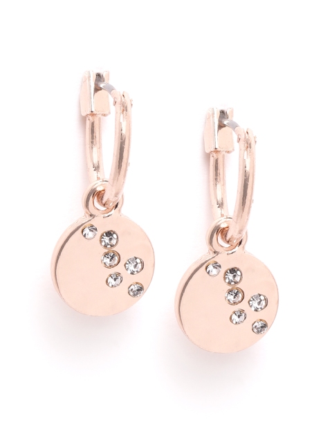 

Forever New Rose Gold Plated Artificial Stone Studded Circular Drop Earrings