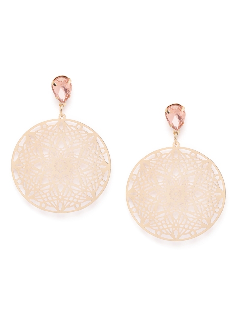 

Forever New Gold-Plated Stone-Studded Filigree Hypoallergenic Circular Drop Earrings