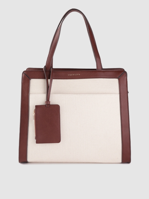 

Forever New Women Off-White & Brown Colourblocked Shoulder Bag with Pouch