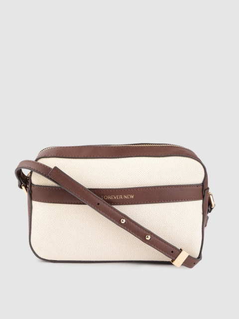 

Forever New Beige & Coffee Brown Textured Vegan Sling Bag