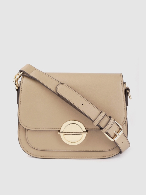 

Forever New Beige Solid Vegan Sling Bag with Detachable Sling Strap