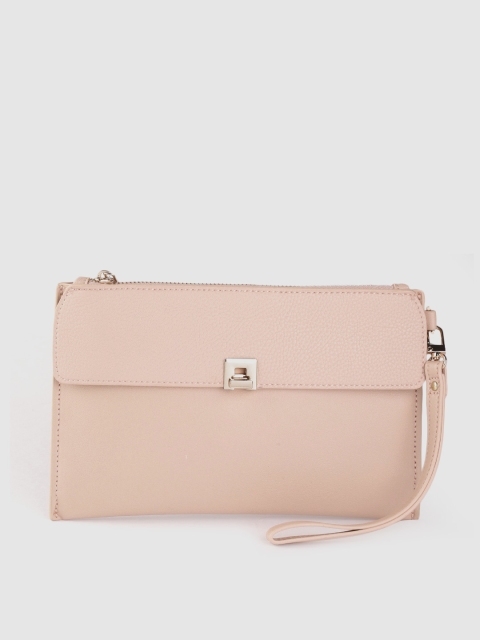 

Forever New Peach-Coloured Solid Purse with Detachable Wrist Loop