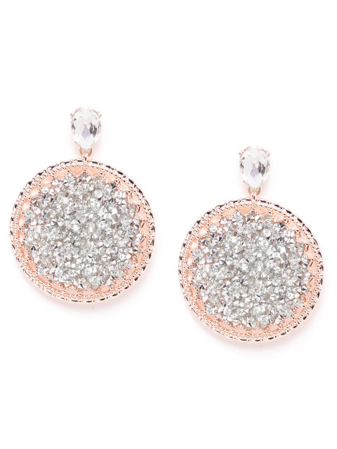 

Forever New Rose Gold-Plated Stone Studded Hypoallergenic Circular Drop Earrings