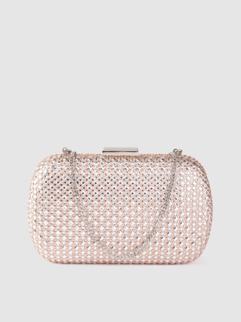 

Forever New Women Rose Gold-Toned & Silver-Toned Embellished Box Clutch