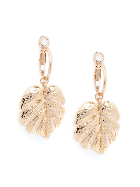 

Forever New Gold-Plated Hypoallergenic Textured Leaf Shaped Drop Earrings