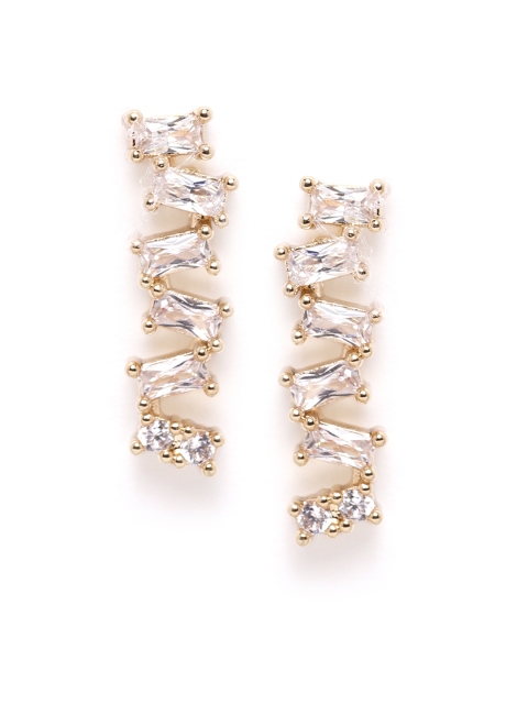 

Forever New Gold-Plated Cubic Zirconia Studded Geometric Drop Earrings