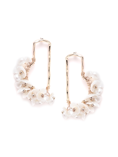 

Forever New White Gold-Plated Hypoallergenic Beaded Floral Drop Earrings