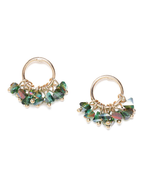 

Forever New Green Gold-Plated Hypoallergenic Beaded Circular Drop Earrings
