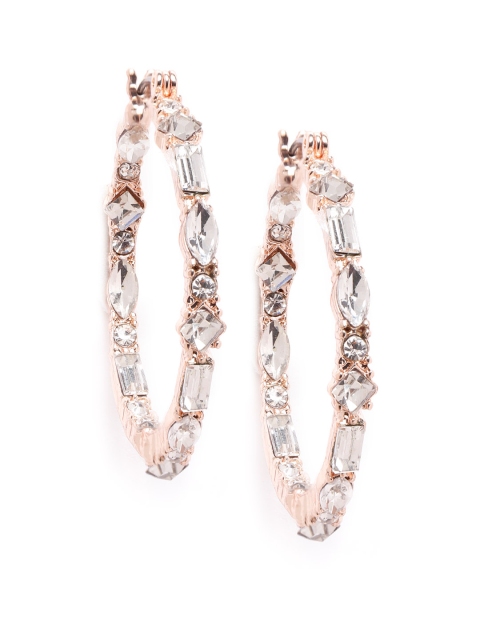 

Forever New Rose Gold-Plated Hypoallergenic Stone-Studded Circular Hoop Earrings