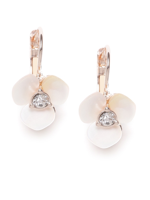 

Forever New Rose Gold-Plated Stone Studded Hypoallergenic Floral Drop Earrings