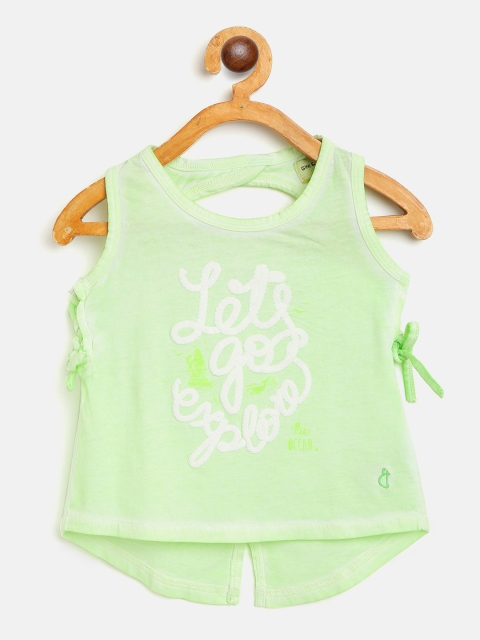 

Gini and Jony Infant Girls Lime Green & White Typography Print Pure Cotton Styled Back Top