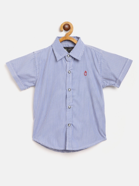 

Gini and Jony Boys Blue & White Regular Fit Striped Cotton Casual Shirt