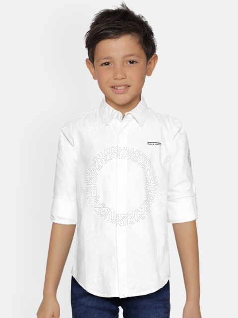 

Gini and Jony Boys White & Grey Floral & Electric Circuit Print Pure Cotton Shirt