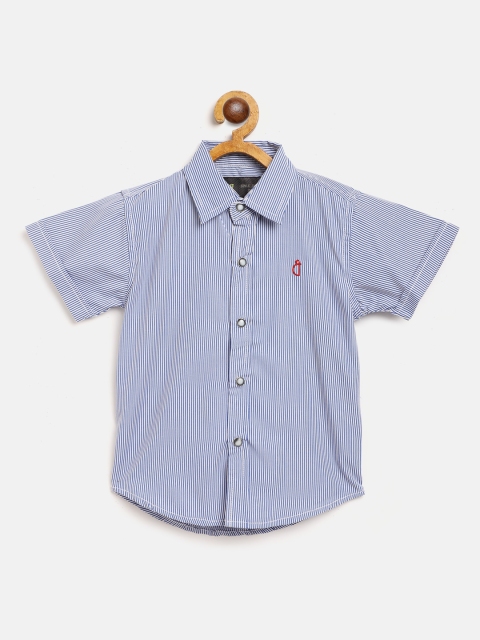 

Gini and Jony Boys Blue & White Striped Pure Cotton Regular Fit Casual Shirt