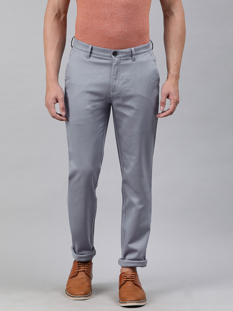 

Raymond Men Grey Slim Fit Self Design Regular Trousers