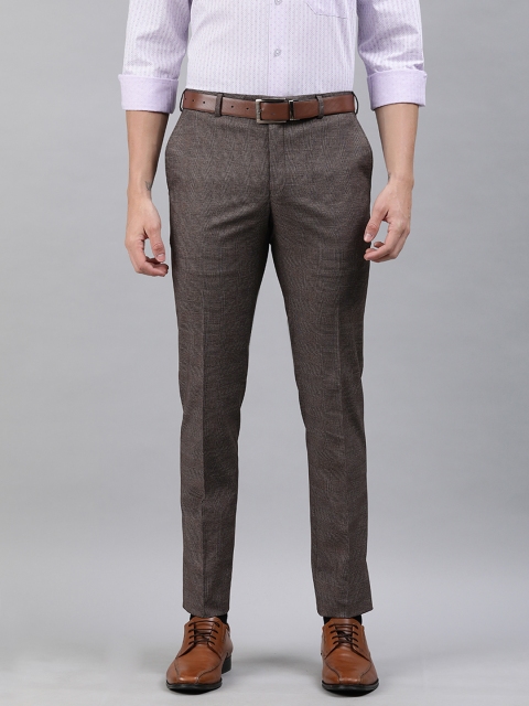 

Raymond Men Brown & Black Slim Fit Checked Formal Trousers