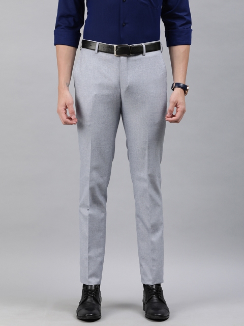 

Raymond Men Light Blue Slim Fit Solid Formal Trousers