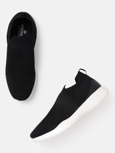 

WROGN ACTIVE Men Black Woven Design Slip-On Sneakers