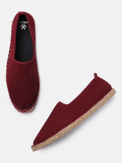 

WROGN Men Burgundy Solid Espadrilles