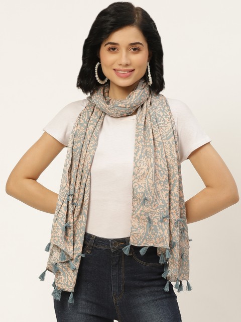 

Anouk Women Grey & Peach-Coloured Printed Scarf