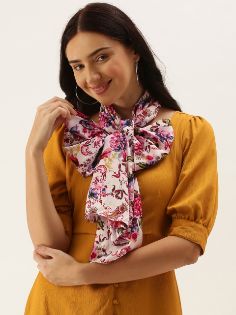 

DressBerry Women White & Pink Printed Scarf