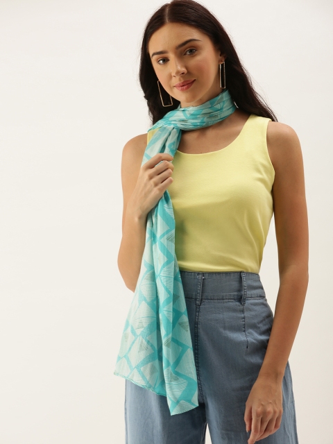 

DressBerry Women Turquoise Blue & White Printed Scarf