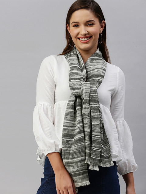 

Mast & Harbour Women Grey Striped Scarf