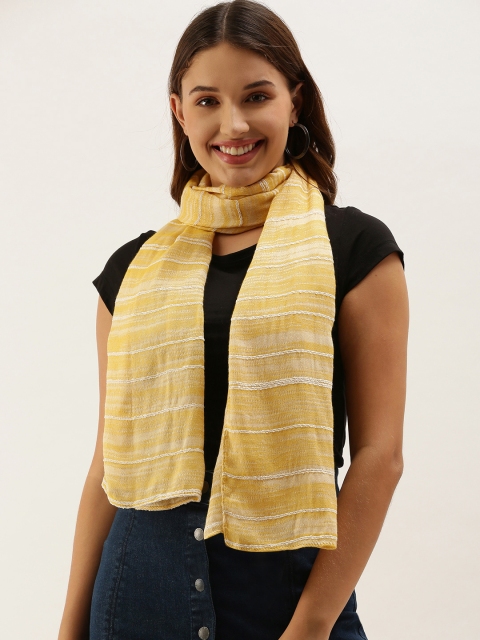 

Anouk Women Yellow & White Striped Scarf