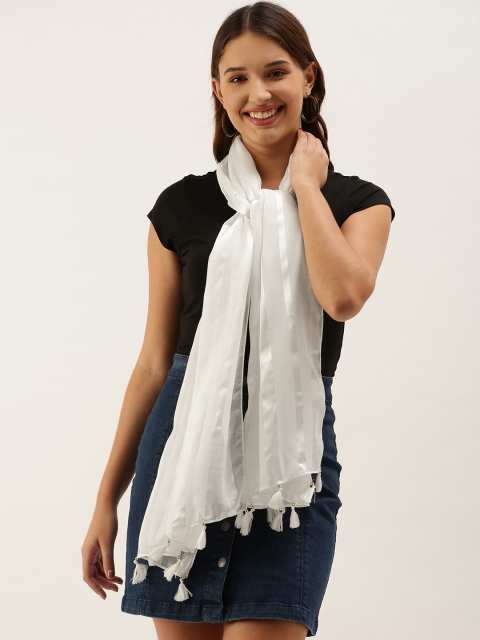 

Anouk Women White Striped Scarf