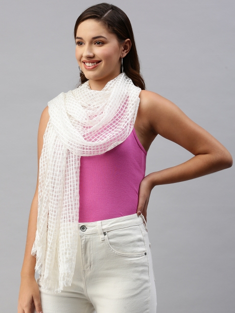 

Mast & Harbour Women White Checked Scarf