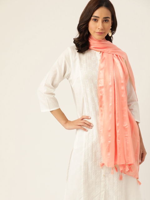 

Anouk Women Peach-Coloured Striped Scarf