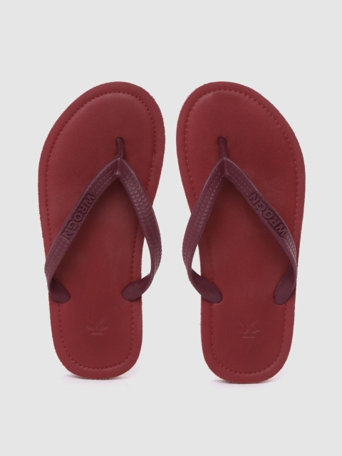 

WROGN Men Maroon Solid Thong Flip-Flops