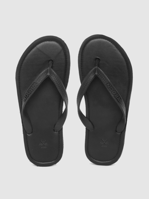 

WROGN Men Black Thong Flip-Flops