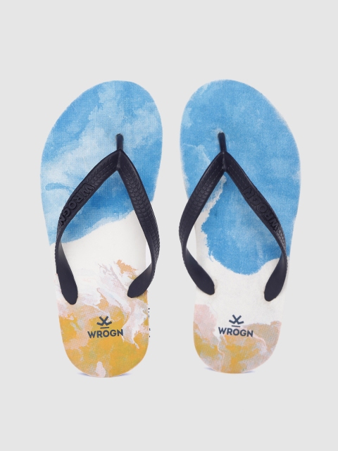 

WROGN Men Blue & White Dyed Thong Flip-Flops