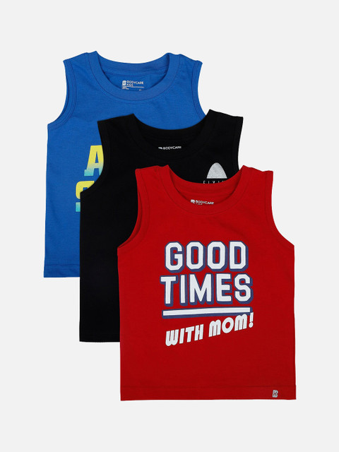 

Bodycare Kids Boys Pack of 3 Printed Antiviral & Antibacterial Round Neck T-shirt, Red