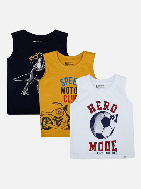 

Bodycare Kids Boys Pack of 3 Printed Antiviral & Antibacterial Round Neck T-shirt, Yellow