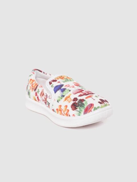 

YK Kids White & Orange Mushroom Print Slip-On Sneakers