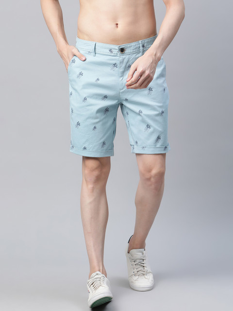 

Roadster Men Blue Printed Regular Fit Chino Shorts