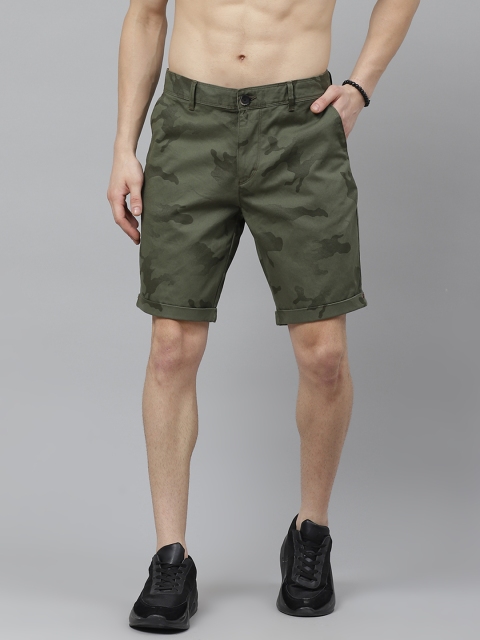 

Roadster Men Olive Green Printed Regular Fit Regular Shorts