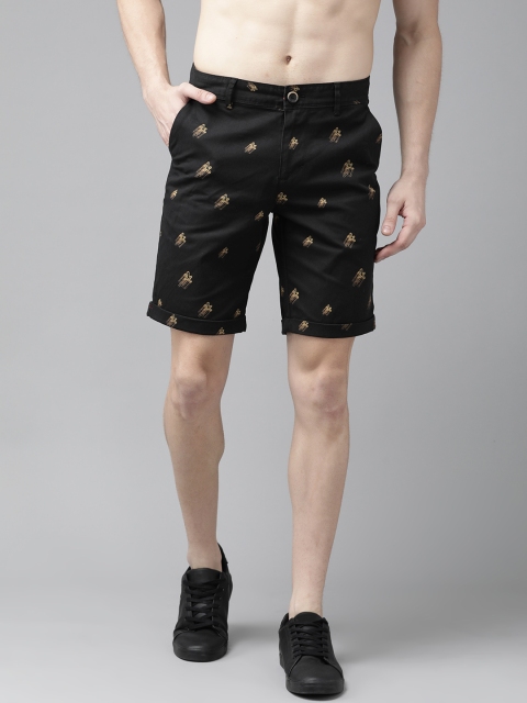 

Roadster Men Black Printed Regular Fit Chino Shorts