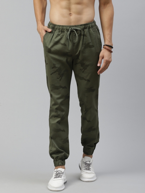 

Roadster Men Olive Green Camouflage Print Joggers