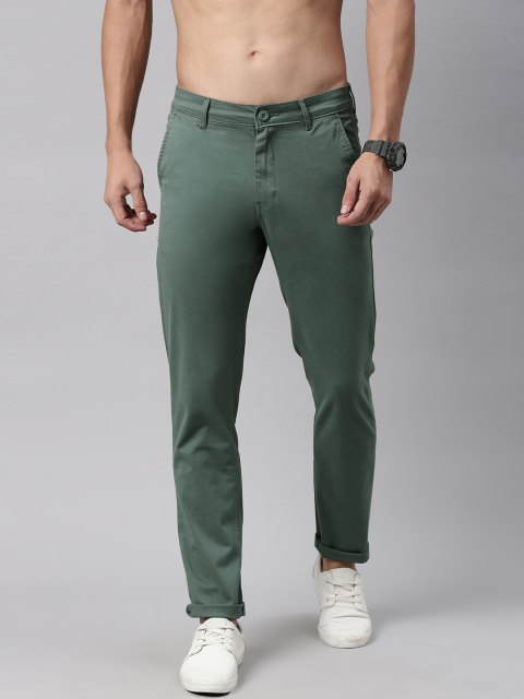 

Roadster Men Olive Green Regular Fit Solid Chinos