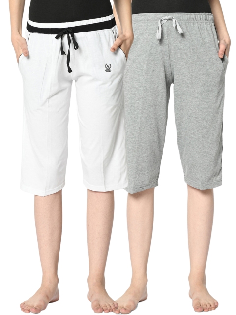 

VIMAL JONNEY Women Pack of 2 Solid Lounge Shorts, White