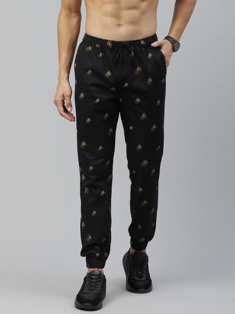 

Roadster Men Black & Beige Printed Joggers