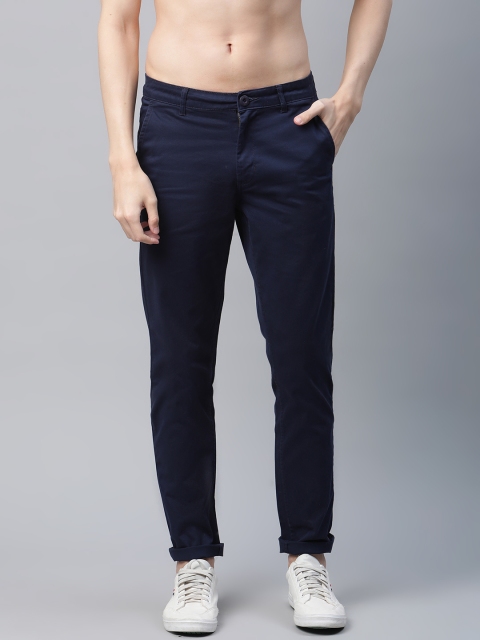 

Roadster Men Navy Blue Solid Slim Fit Chinos