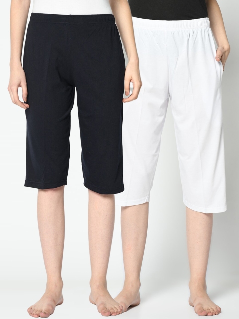 

VIMAL JONNEY Women Pack of 2 Solid Lounge Shorts, Navy blue