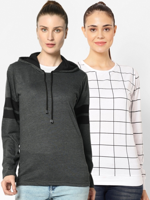 

VIMAL JONNEY Women Pack of 2 Hood T-shirt, Grey